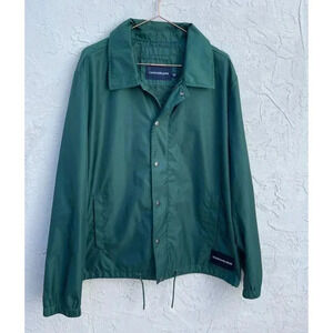 Calvin Klein Mens Long Sleeve Button Down Full Zip June Monogram Jacket Green XL